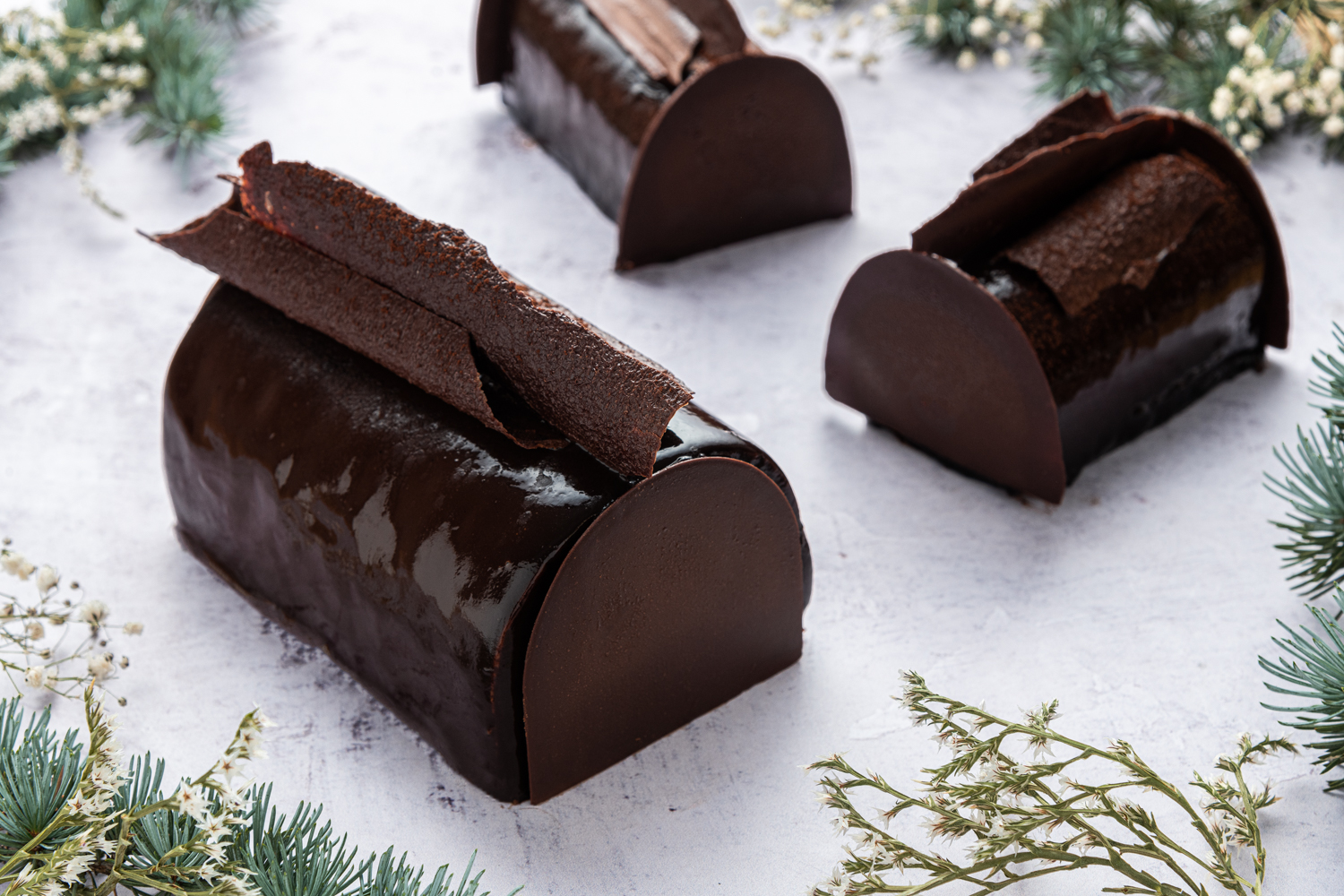 Bûche au chocolat noir artisanal